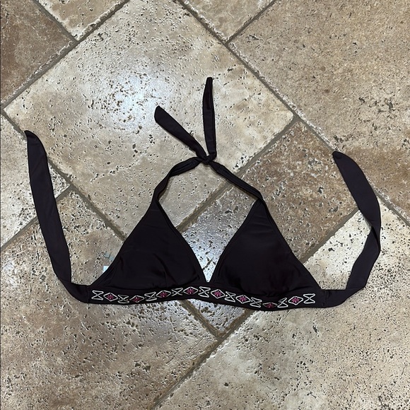 NWOT BrownTriangle Bikini Top with Embroidered Trim - Picture 1 of 2
